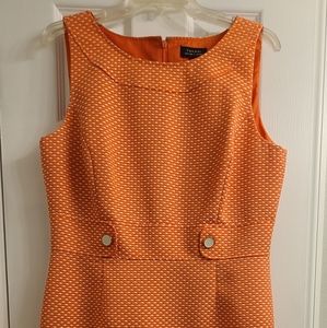 Tahari ASL Orange and White Midi Sheath Dress Size 12